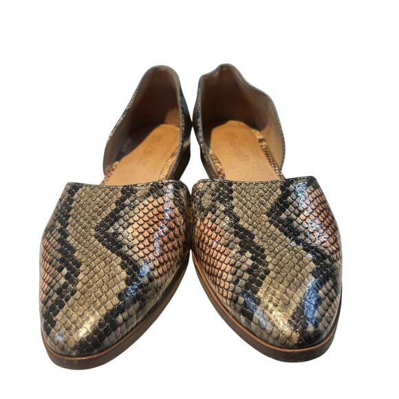 Madewell Marisa D’Orsay Snake Embossed Leather Flat Shoes Slip‎ On Size 7.5 $128 - Picture 3 of 8